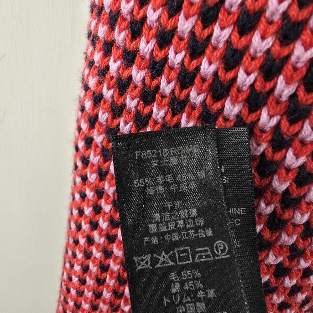 Coach Tricolor Tuckstitch Scarf Wool Blend Rectangular Chunky Knit Wrap F85218 - Picture 6 of 6